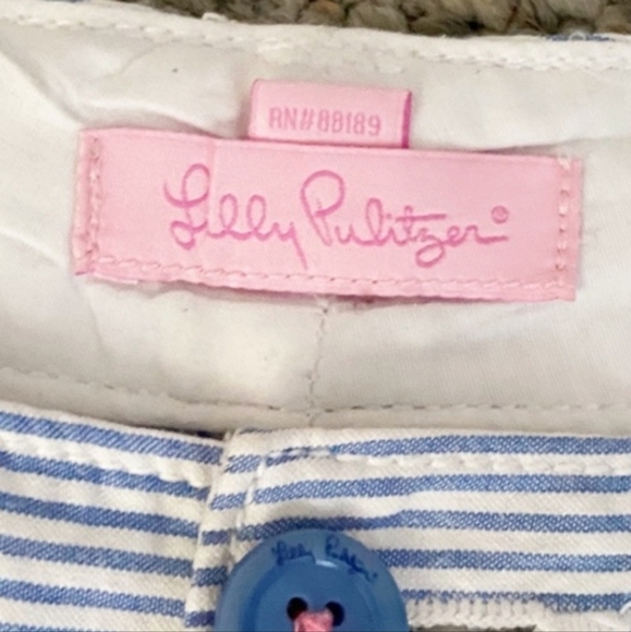 Lilly Pulitzer Mitzie Seersucker Ankle Pants Blue & White | Size 12 Preppy - Picture 5 of 5